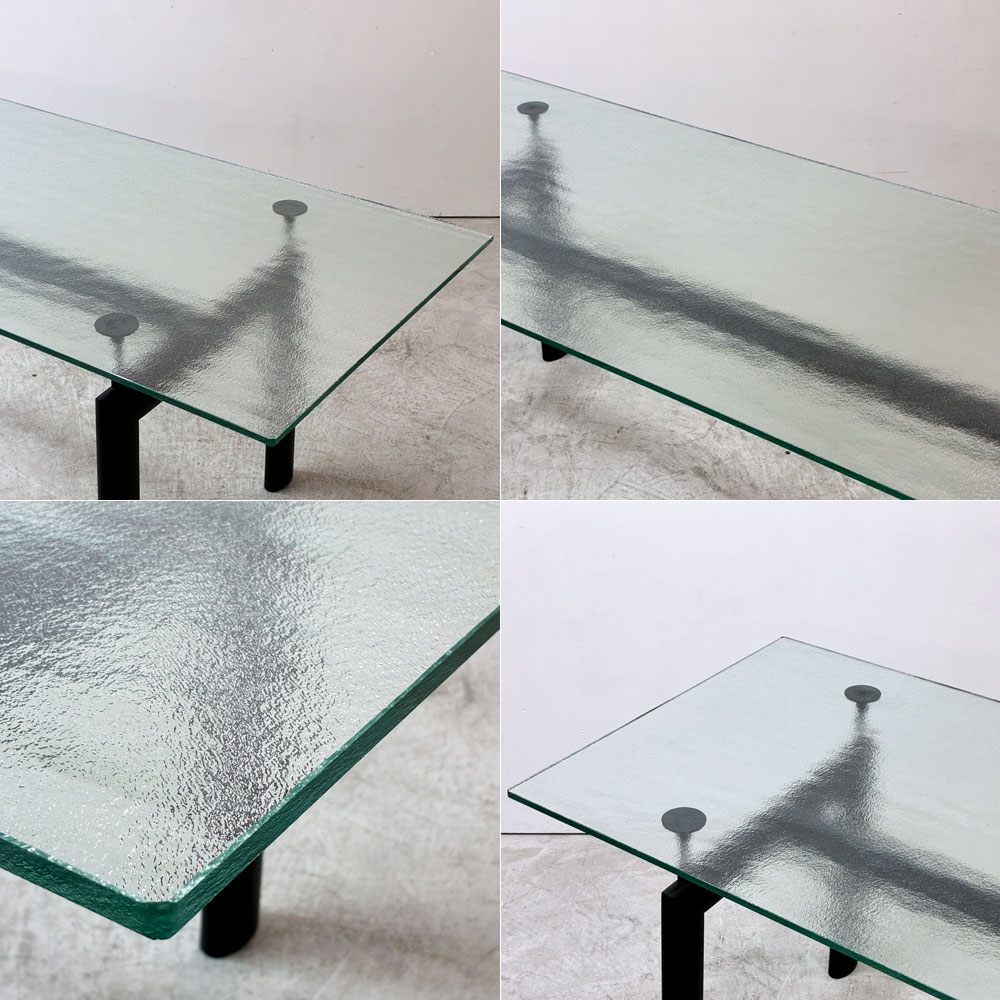 カッシーナ Cassina ル・コルビジェ LC6 ダイニングテーブル ターブル テューブ ダヴィオン テーブル 6 TABLE TUBE D’AVION テクスチャーガラス天板 ブラック ●
