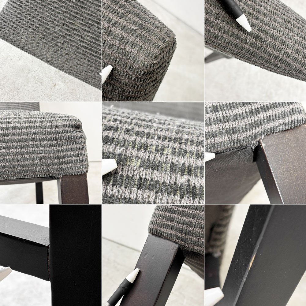 クレイト＆バレル Crate&Barrel ダイニングチェア 木製フレーム ファブリックシート ブラック×グレー系 アメリカ US B ●