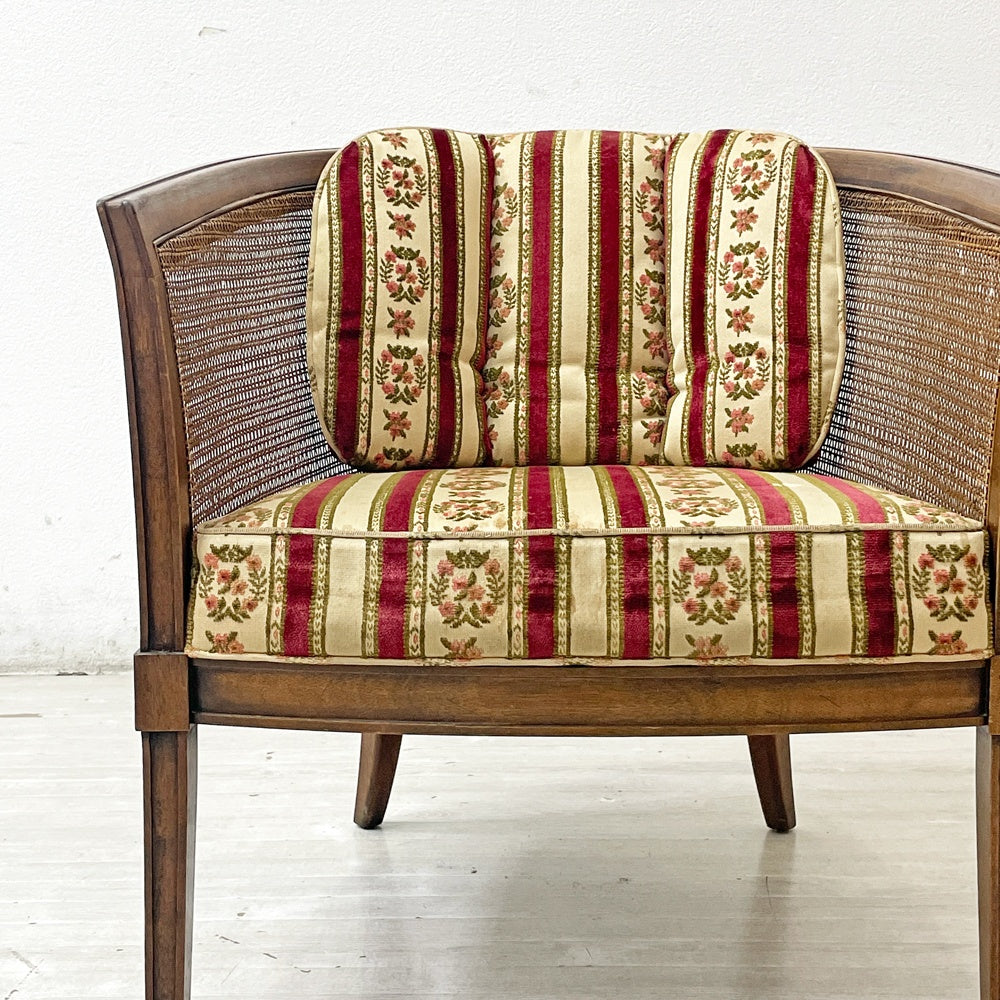 ドレクセルヘリテイジ DREXEL HERITAGE トライユン TRIUNE アップホルスタリーチェア UPHOLSTERY CHAIR ラタン張り USビンテージ B ●
