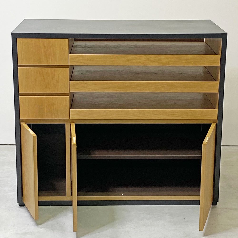 オーダーメイド アイアン x ウッド キャビネット 3スライドトレー 3ドロワー 3ドア 備品収納 店舗什器 モダンデザイン ●