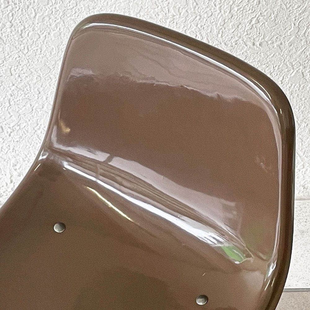 コトブキ KOTOBUKI スタッキングチェア FRP製 シェルチェア スチール脚 ブラウン 剣持勇デザイン ビンテージ ジャパニーズミッドセンチュリー B ◇
