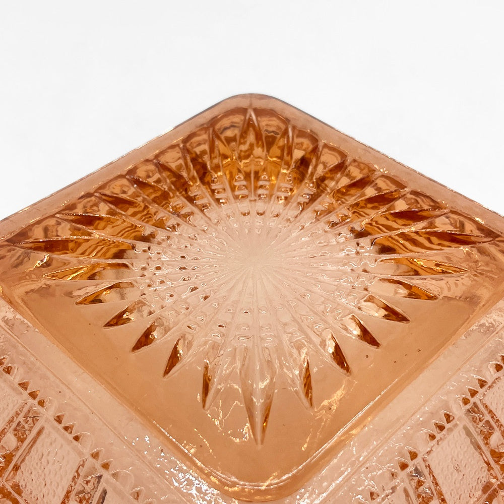インペリアルグラス Imperial Glass ビーデッドブロック Beaded Block ボウル ピンク USビンテージ ●