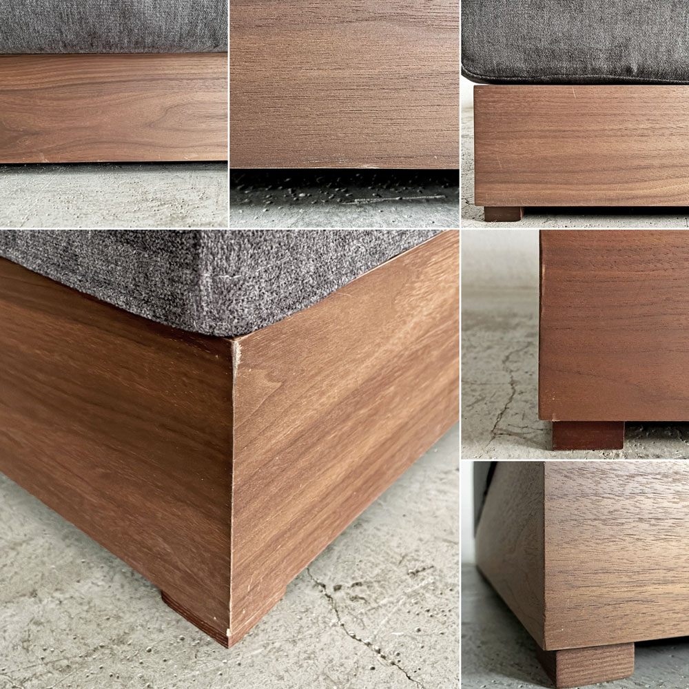 クラスティーナ Crastina リール Lire 2.5人掛けソファ＆スツール W180cm ファブリック チャコールグレー フルカバーリング ウォールナット材 合計定価￥213,400- 〓