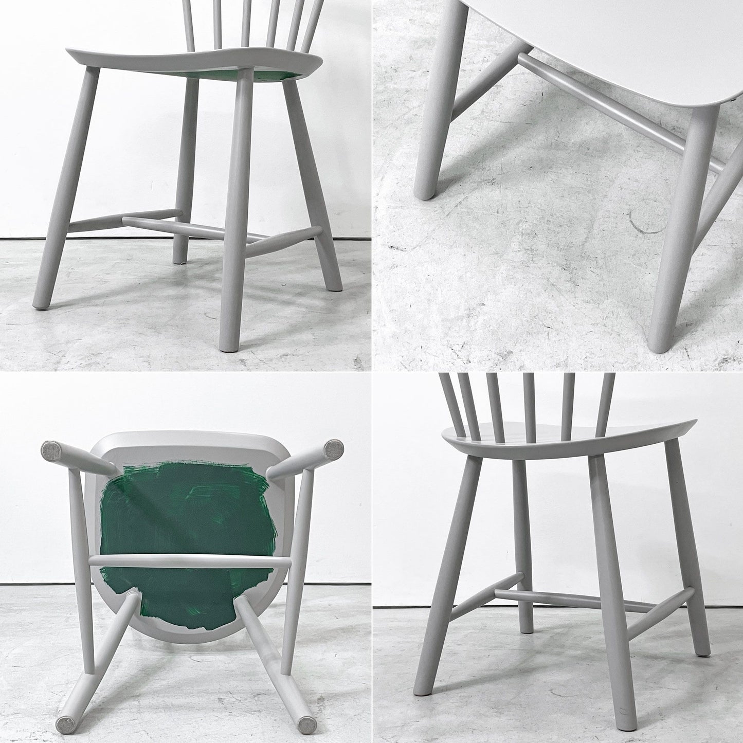 エフディービーモブラー FDB Mobler J46 ダイニングチェア スピンドルバック ウィンザーチェア ビーチ材 グレー ポール・M・ボルター Poul M. Volther 北欧 デンマーク 定価￥49,800- ●