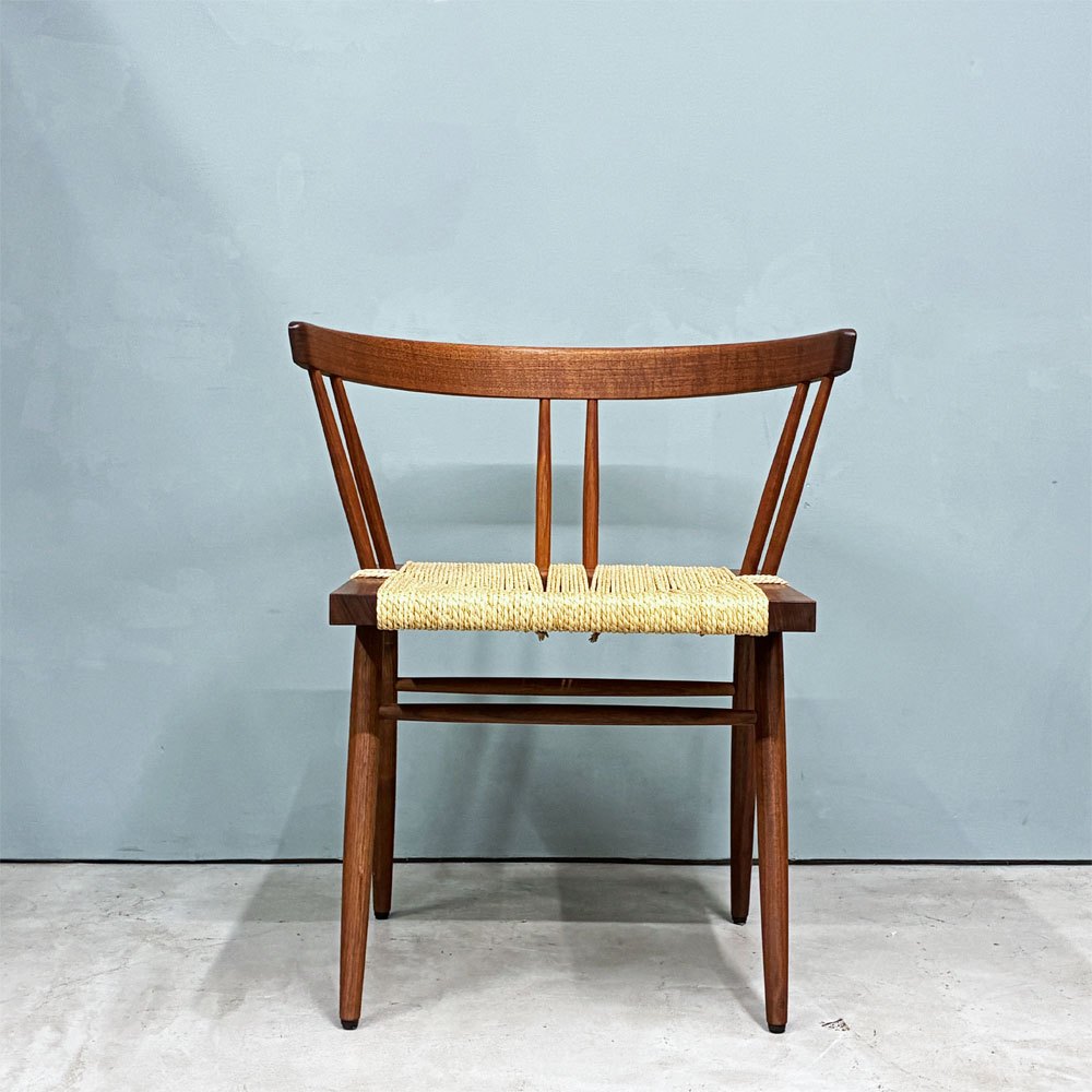 桜製作所 グラスシートチェア GRASS SEATED CHAIR アームチェア ウォールナット無垢材 い草 ジョージ・ナカシマ George Nakashima 焼印有り ◎