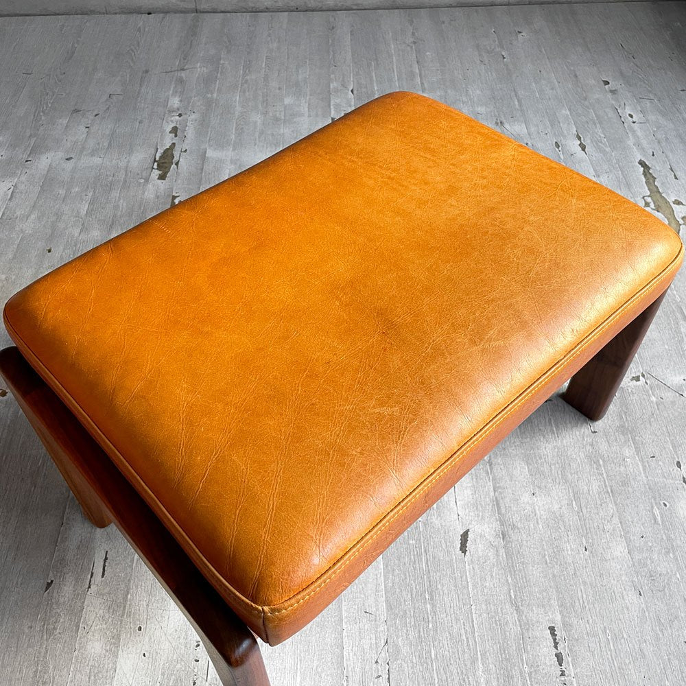 ナガノインテリア NAGANO INTERIOR リアル REAL ツムギ スツール tsumugi stool オットマン ウォールナット無垢材 本革 レザー ♪
