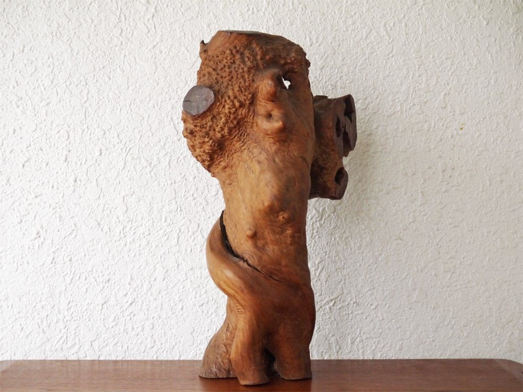 ジャパンビンテージ Japan vintage 木製 オブジェ ｗooden sculpture フラワーベース 店舗什器 ◇