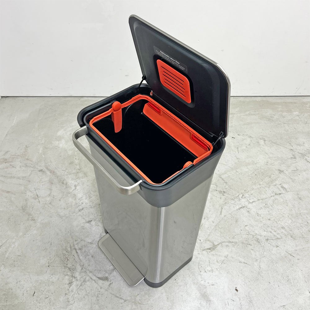 ジョセフジョセフ Joseph Joseph ゴミ箱 クラッシュボックス ステンレス 30L イタリア シルバー フットペダル ●