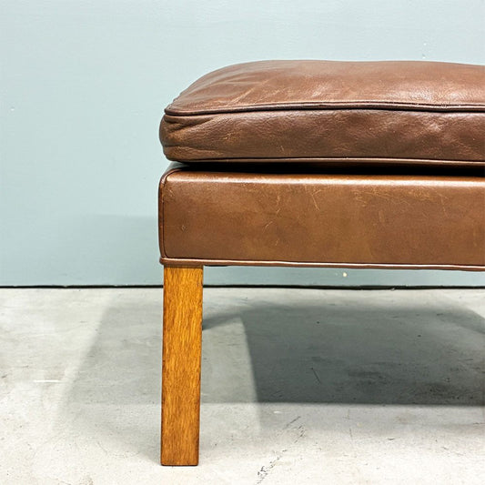 フレデリシア FREDERICIA model 2202 オットマン 本革 ブラウン系レザー ボーエ・モーエンセン デンマーク 北欧ビンテージ ◎