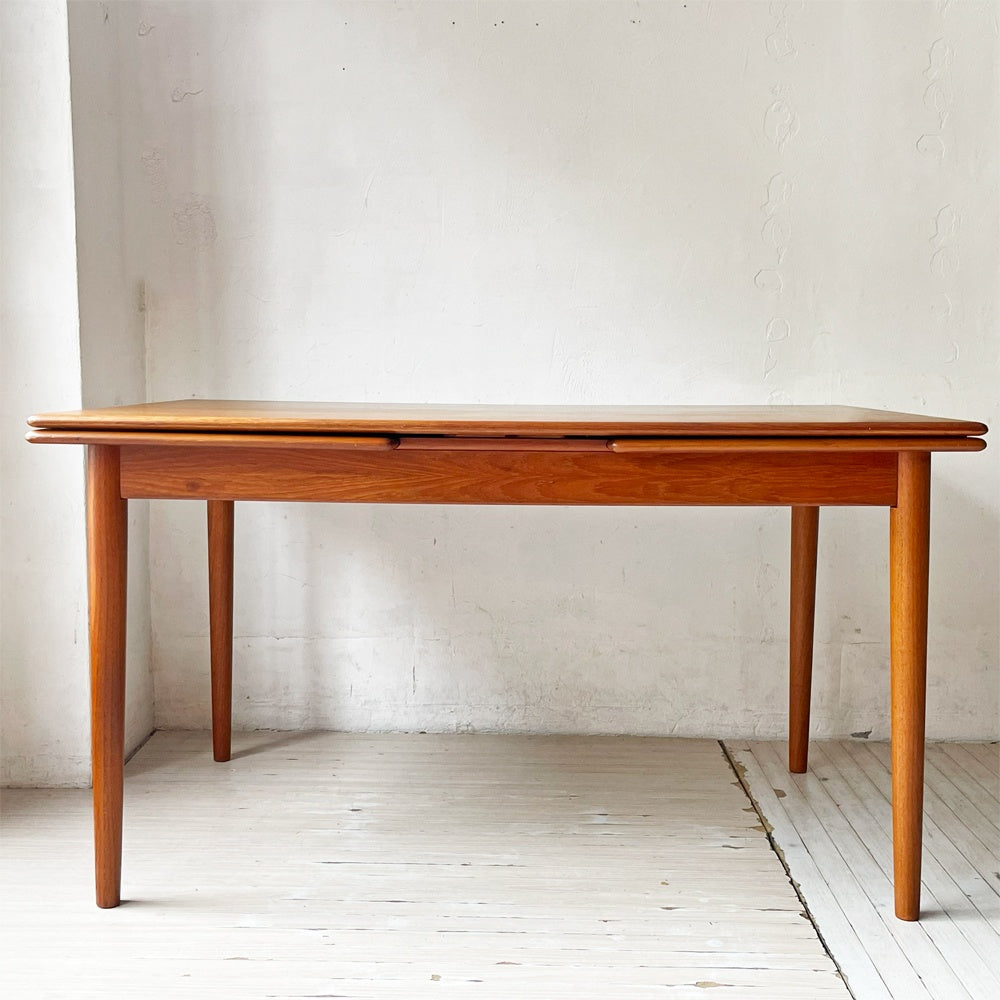 北欧ビンテージ チーク材 ドローリーフ ダイニングテーブル エクステンション 伸長式 W133~237cm デンマーク Danish Vintage ★
