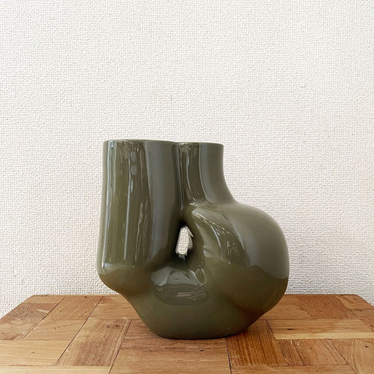 ヘイ HAY チュビー Chubby Vase フラワーベース オリーブグリーン H19.5cm ワン＆ソーダーストロム Wang & Soderstrom デンマーク 参考価格￥18,700- ◎