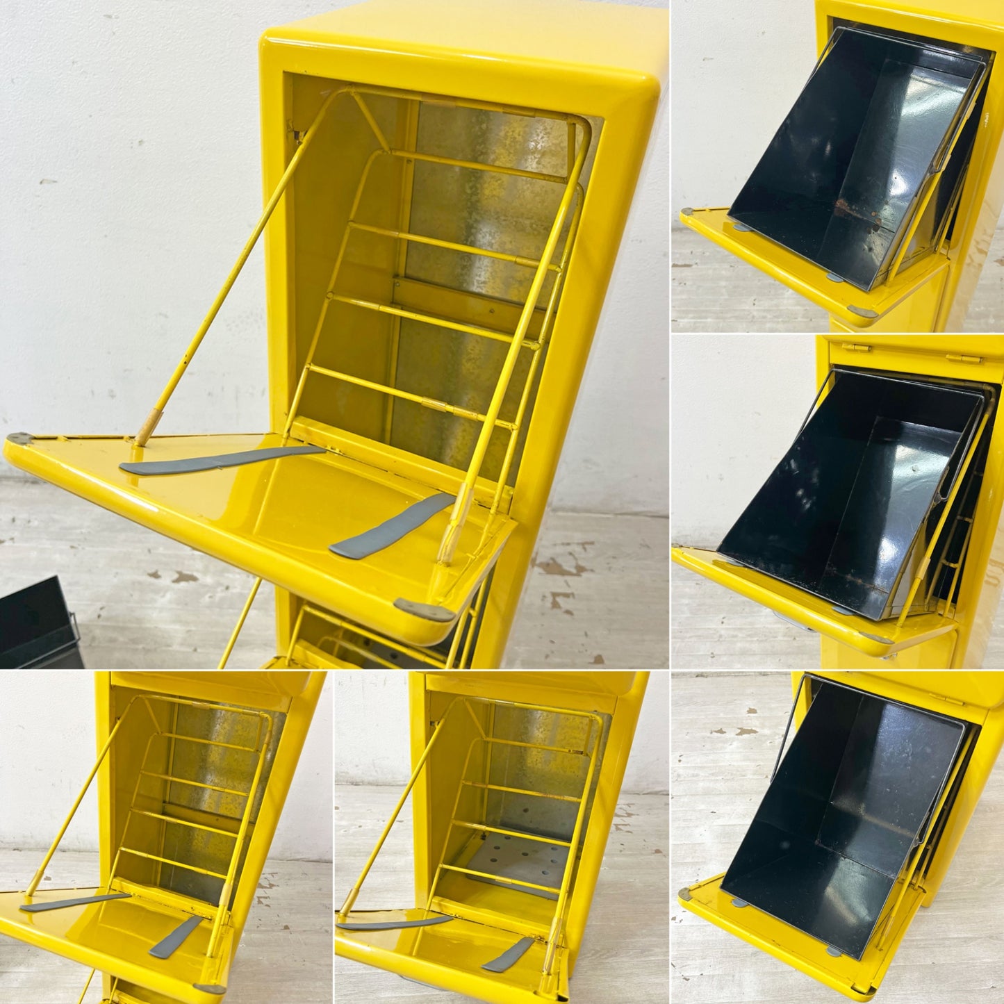 ダルトン DULTON トライデッカー トラッシュカン Tridecker trash can ゴミ箱 ダストボックス イエロー ミッドセンチュリーデザイン 廃番 ●