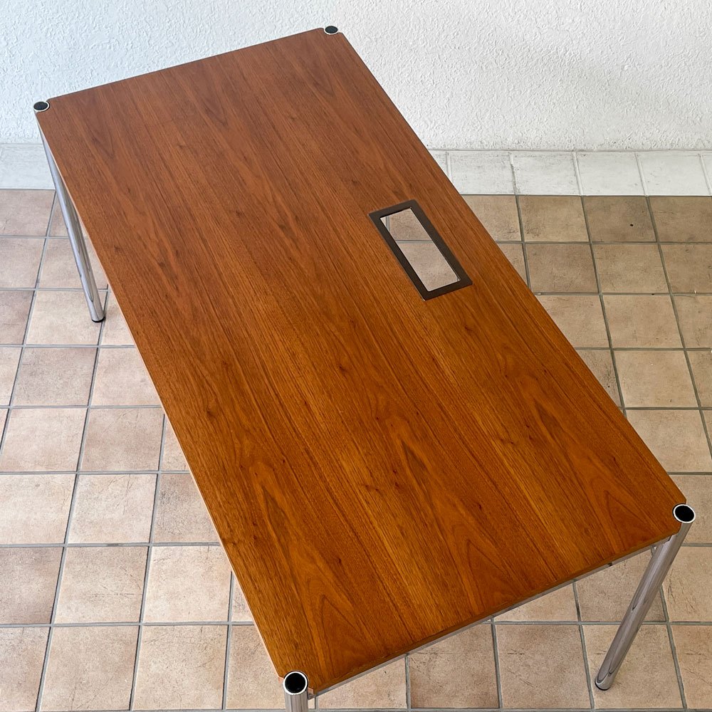 USMモジュラーファニチャー USM Haller USMハラーテーブル ワーキングデスク ウォールナット材 W150×D75×H74cm 配線孔 アジャスター ◇