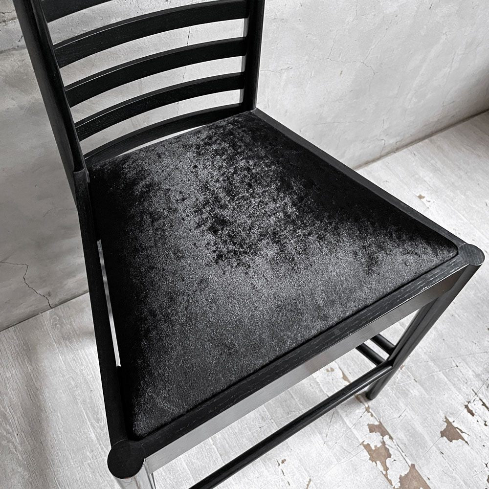 カッシーナ Cassina ヒルハウス 292 Hill House 1 ラダーバックチェア シルクベルベット ブラック チャールズ・レニー・マッキントッシュ 参考定価￥759,000- ♪