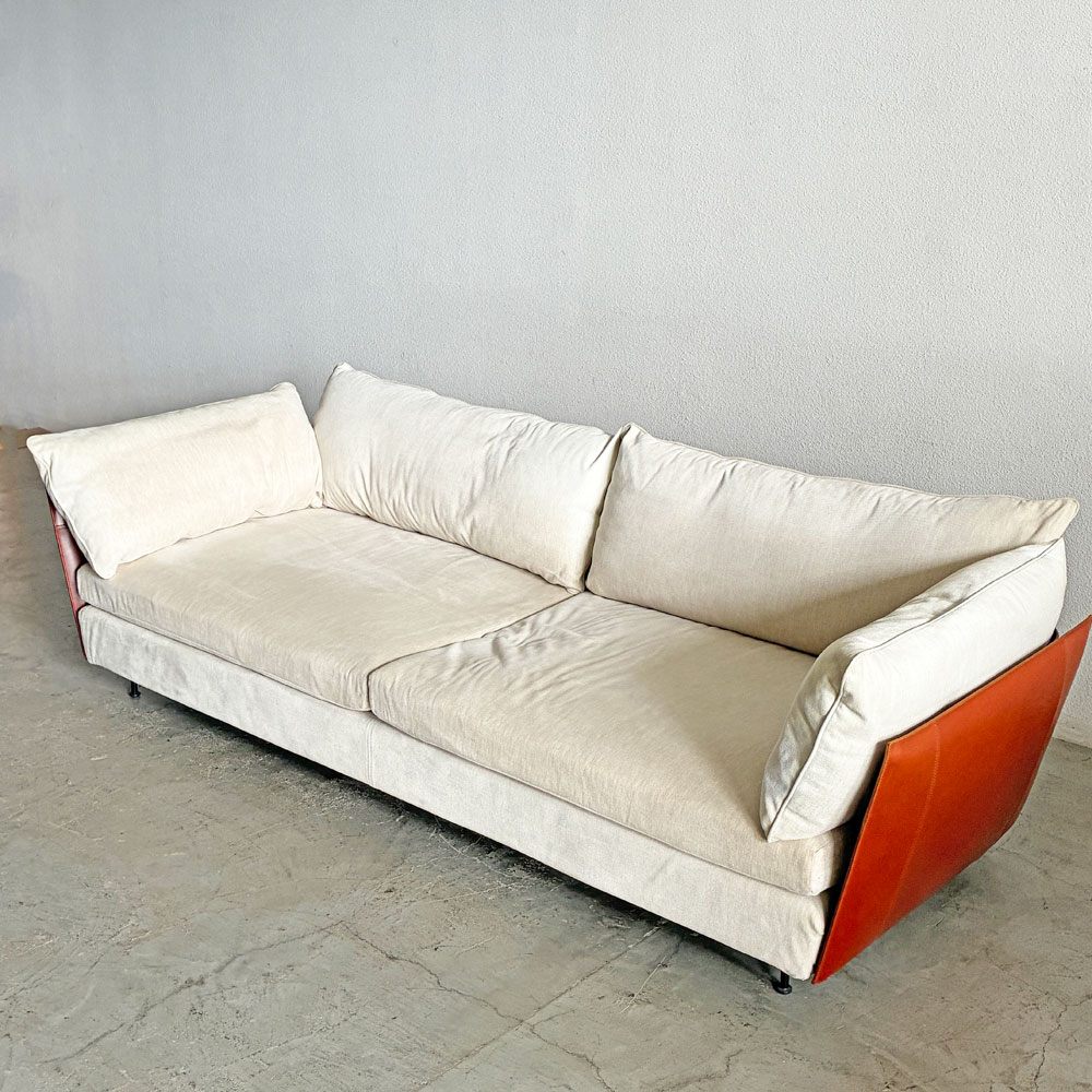 リッツウェル Rizwel ライトフィールド モデュラーソファ LIGHT FIELD MODULAR SOFA ファブリック オフホワイト系 本革 テラコッタ W248cm ラグジュアリーモダンテイスト 定価約179万円 〓