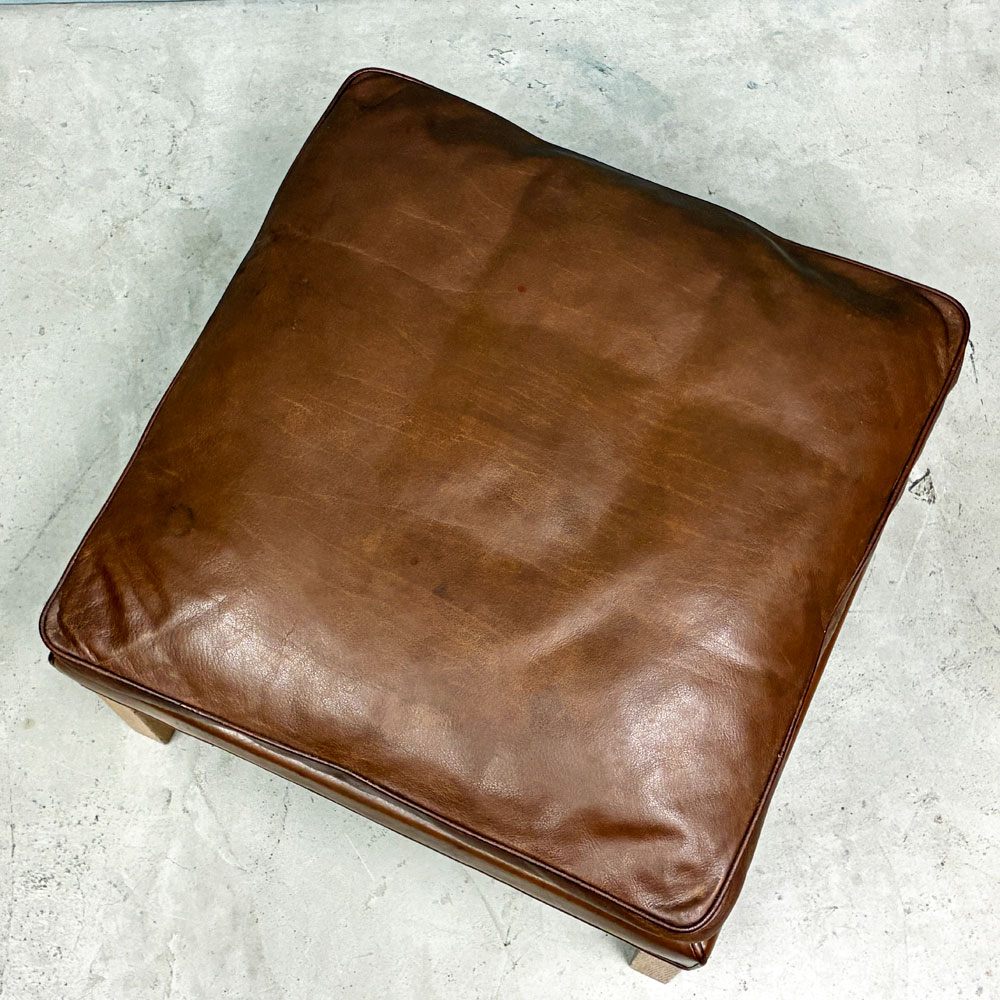 フレデリシア FREDERICIA model 2202 オットマン 本革 ブラウン系レザー ボーエ・モーエンセン デンマーク 北欧ビンテージ ◎