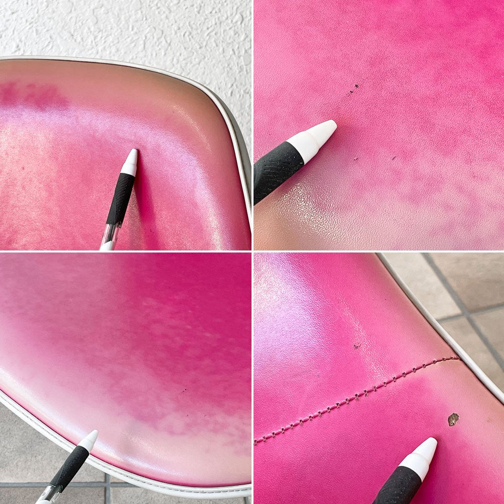 ハーマンミラー Herman Miller サイドシェルチェア サード 3rd ビンテージ PVCレザー FRP製 スタッキングベース イームズ C ◇