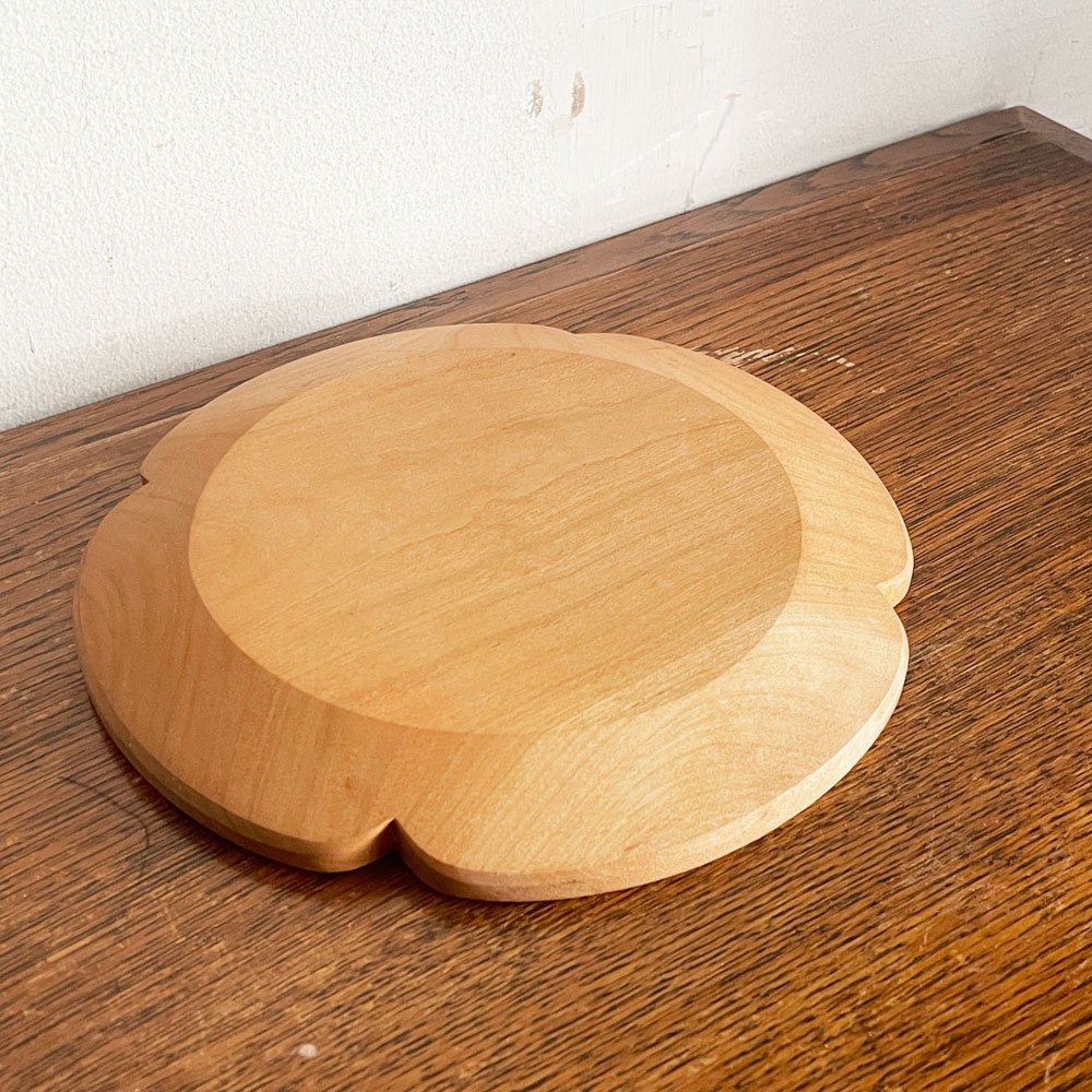 木工房 玄 高塚和則 花形パン皿 中 20cm さくら材 はちのす彫り 現代作家 ■