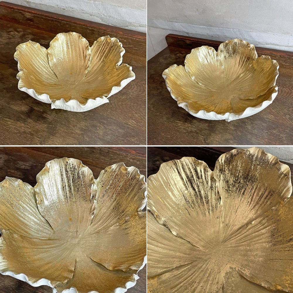 カレ KARE フラワーブルーム Bowl Flower Bloom クリームゴールド Cream Gold キャンドルホルダー ボウル プレート 2枚セット 廃番 ♪