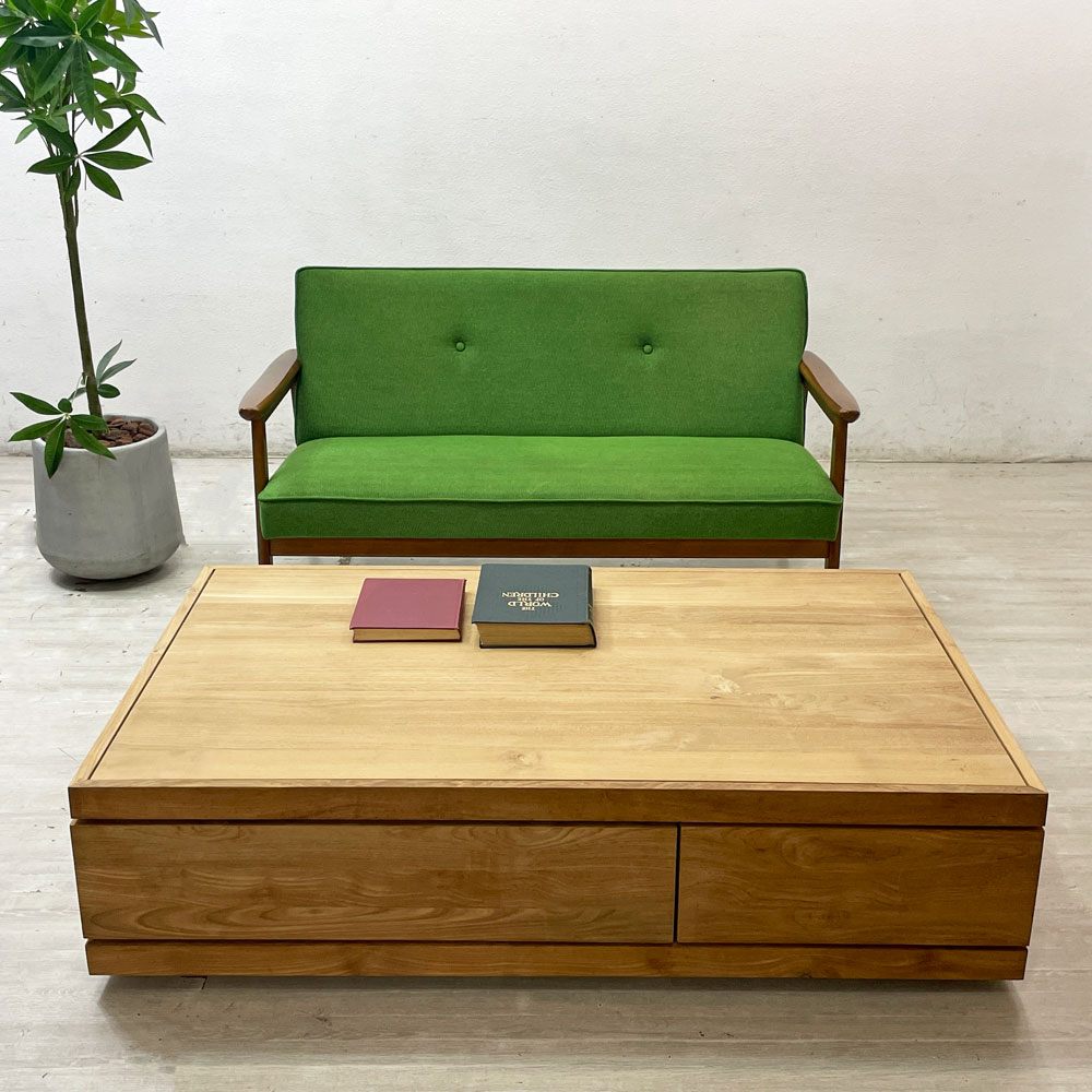 エスニクラフト Ethnicraft チーク バーガー コーヒーテーブル Teak Burger Coffee Table 2 drawers チーク無垢材 プッシュ・トゥ・オープンドロワー アジアンモダンデザイン ●