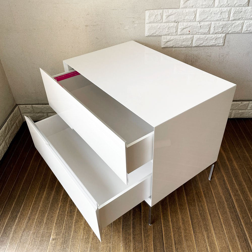 アクタス ACTUS ブラン BLANC 2-CHEST チェスト 2ドロワー W75cm ホワイト スチール脚 モダンスタイル 廃番 ◎