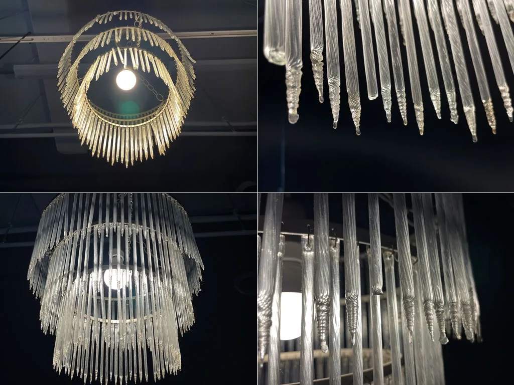 3ラウンドフレーム アイシクル シャンデリア 3Tiered Icicle Glass Chandelier ペンダントライト 〓