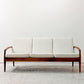 宮崎椅子製作所 ペーパーナイフソファ Paper Knife Sofa 3P 3人掛け ウォールナット材 ホワイト系 ファブリック カイ・クリスチャンセン ●