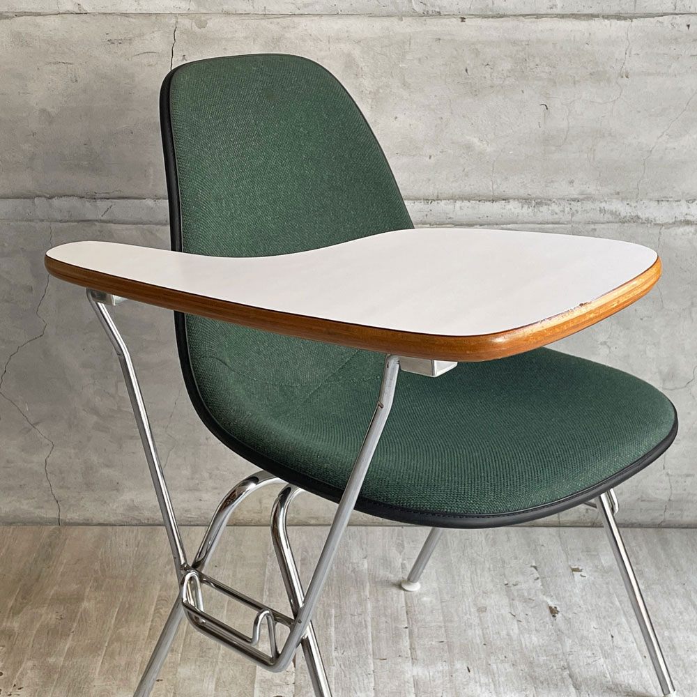 ハーマンミラー Herman Miller サイドシェルチェア セカンド 2nd ビンテージ アプホルスター スクールベース 肘掛けテーブル付 イームズ ミッドセンチュリー A  ♪