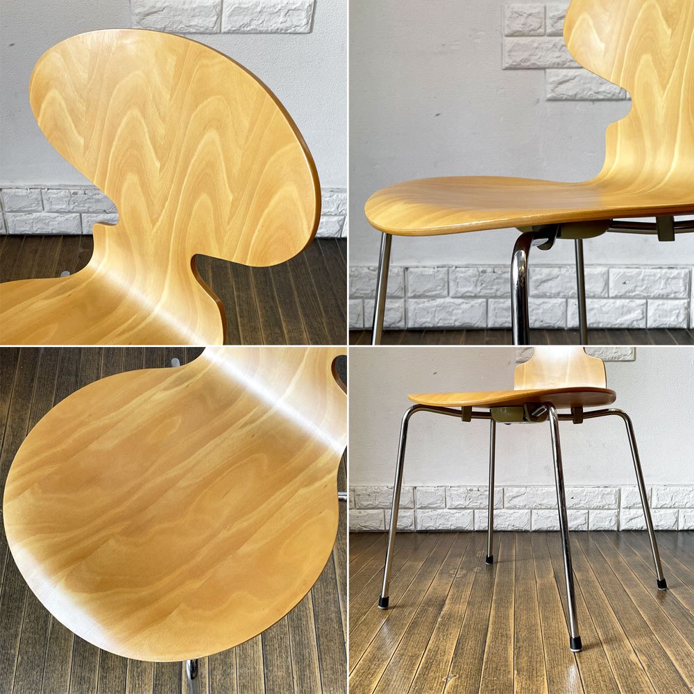 フリッツハンセン Fritz Hansen 3101 アリンコチェア アントチェア 4本脚 ナチュラルビーチ ラッカー仕上げ フェルトグライズ アルネ・ヤコブセン E ◎