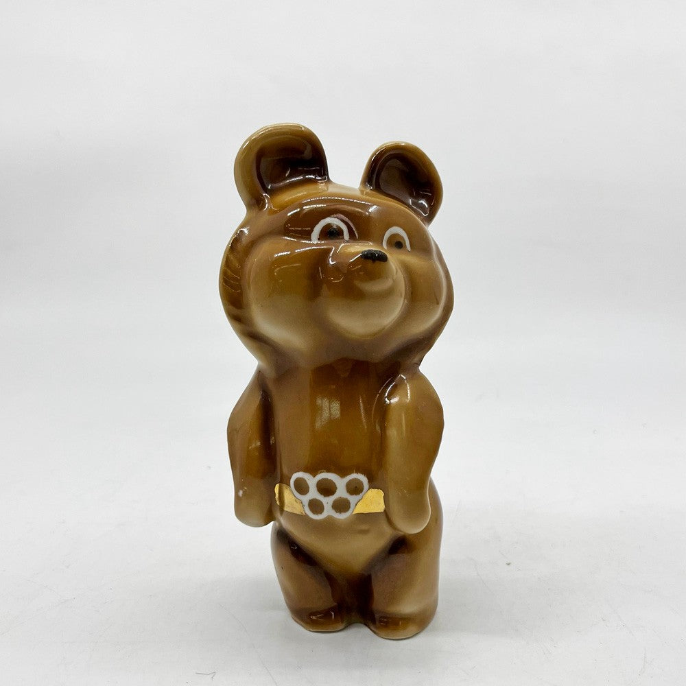 こぐまのミーシャ Misha Миша 陶製 オブジェ 置物 モスクワオリンピック マスコットキャラクター ロシア 旧ソ連 1980年 ビンテージ H13cm B ●