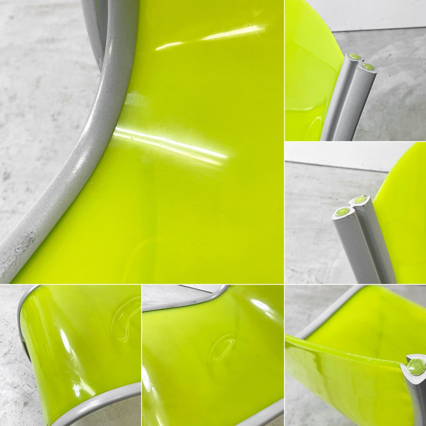 カルテル Kartell FPE chair スタッキングチェア ダイニングチェア アルミ ポリプロピレン グリーン ロンアラッド イタリアモダン 廃番 B ●