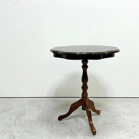 ヨーロピアンクラシカルデザイン 象嵌 ラウンド サイドテーブル ティーテーブル 花台 アンティーク調 イタリア ●