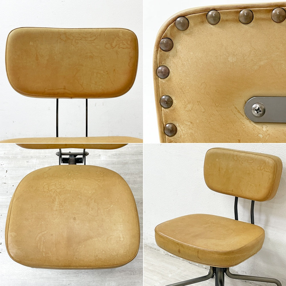 トラックファニチャー TRUCK FURNITURE デスクワークチェア DESKWORK CHAIR アームレス 本革 スタッズ スチールフレーム 昇降機能付 キャスター付 定価￥140,800- ●