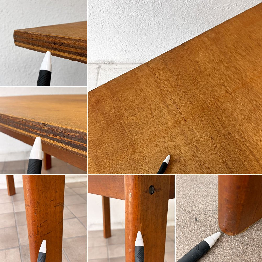 ジャパンビンテージ Japan Vintage チーク材 ワークテーブル ダイニングテーブル W150cm プライウッド クラフト 木味 古家具 ◇