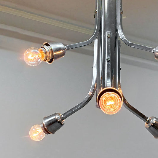 UKビンテージ UK Vintage ペンダントライト 6灯 アンティーク インダストリアル スペースエイジ 直付け 要電気工事 ●