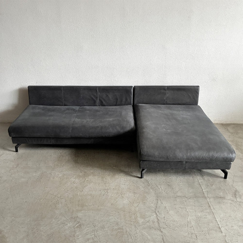 リラックスフォーム RELAX FORM グラシエーロ GLACIERO カウチソファ 2P ＋ シェーズロング セット W261cm 美品 レザーテックス 参考価格235,675円の品 関家具 〓
