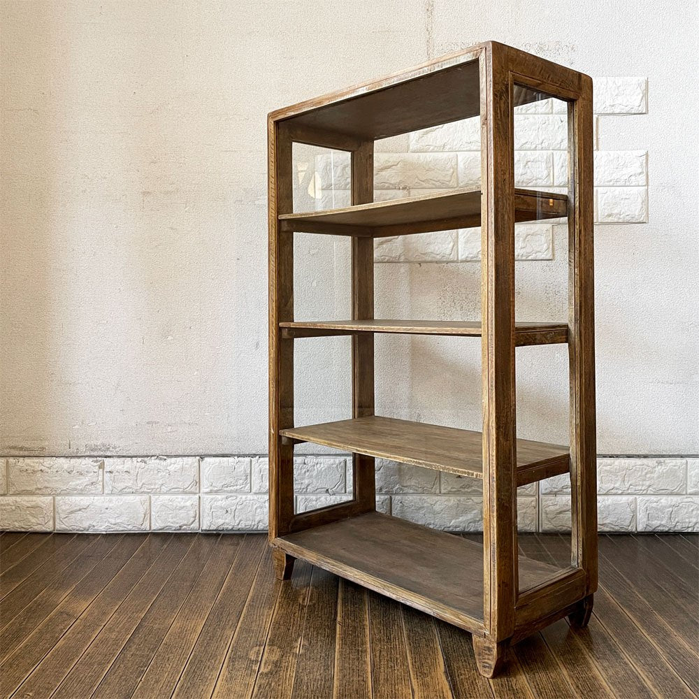 オールドメゾン old maison ガラスキャビネット Glass Cabinet No.OMU849N オープンシェルフ ディスプレイケース 飾り棚 4段 W50cm マンゴー材 ◎