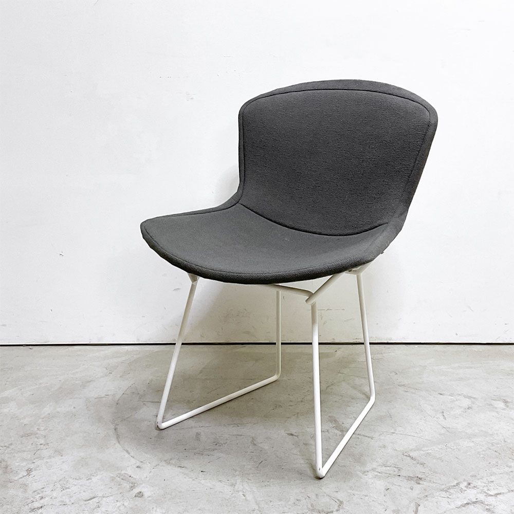 ノル Knoll 420 サイドチェア ワイヤーチェア ダイニングチェア ホワイト × グレー ファブリック フルカバー仕様 ハリー・ベルトイア ミッドセンチュリー ビンテージ ●