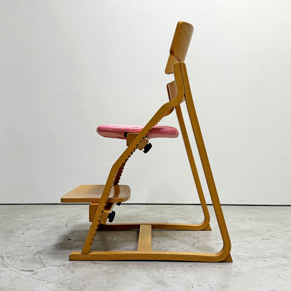 豊橋木工 TOYOMOKU アップライトチェア UPRIGHT CHAIR ナチュラル × ピンク  交換用座面カバー付き PVC ベビーチェア キッズチェア ●