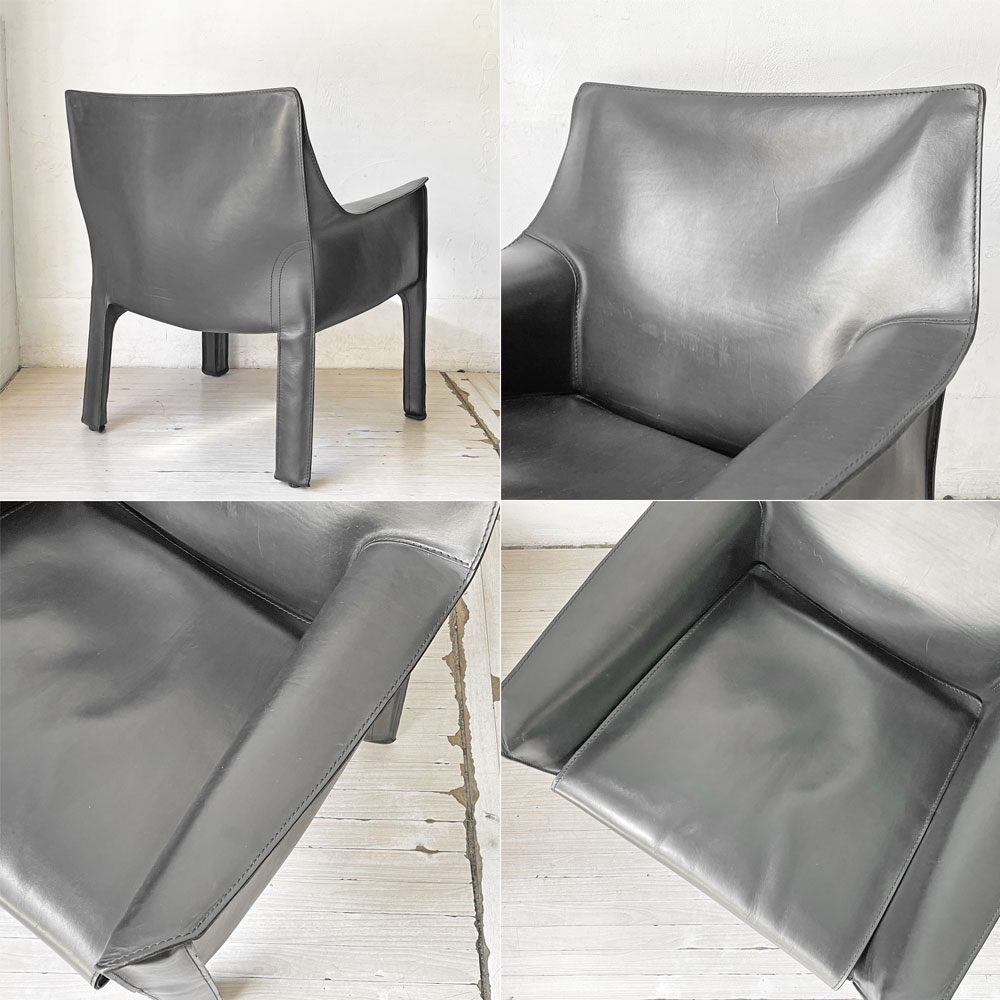 カッシーナ Cassina 414 CAB キャブチェア ラウンジチェア アームチェア 1シーター 本革 マリオ・ベリーニ 参考価格約65万 ★