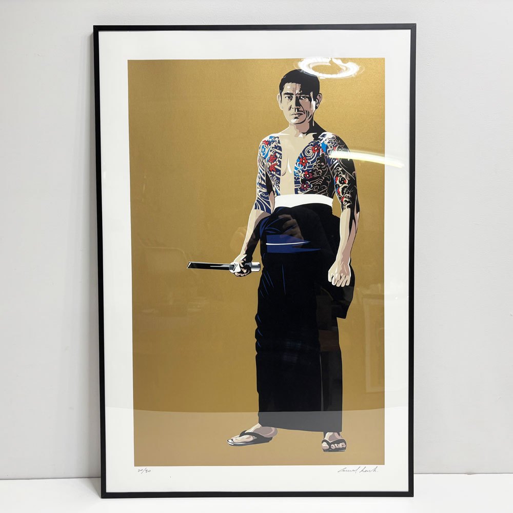 コンラッドリーチ CONRAD LEACH 高倉健 シルクスクリーン アートフレーム ポスター ポップアート 20/30 希少 50×80cm(スクリーンサイズ) 額装品 B ●