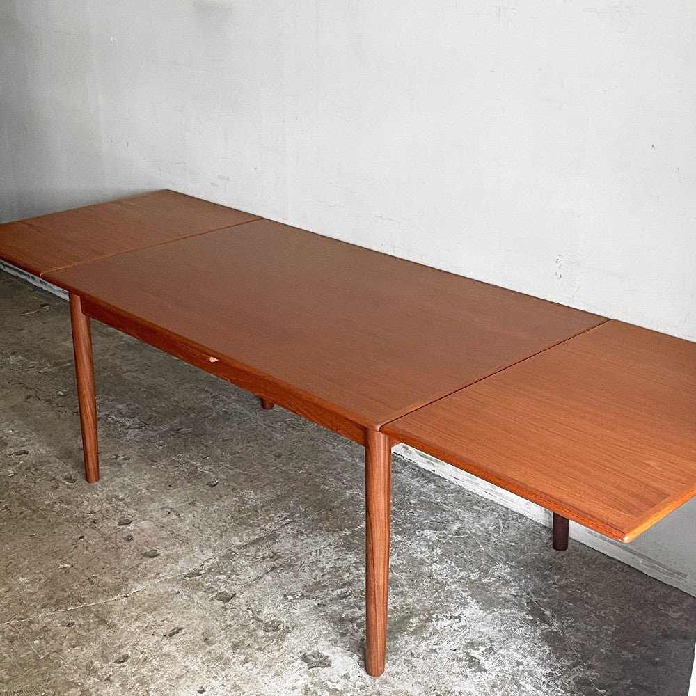デンマークビンテージ Danish Vintage エクステンション ダイニングテーブル チーク材 伸長式 ドローリーフ 北欧家具 ■