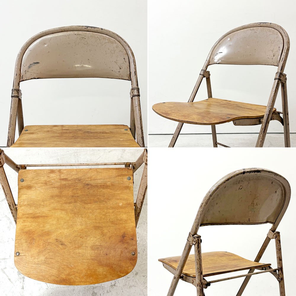 アメリカンシーティングカンパニー AMERICAN SEATING COMPANY フォールディングチェア プライウッド × スチール USビンテージ D ●