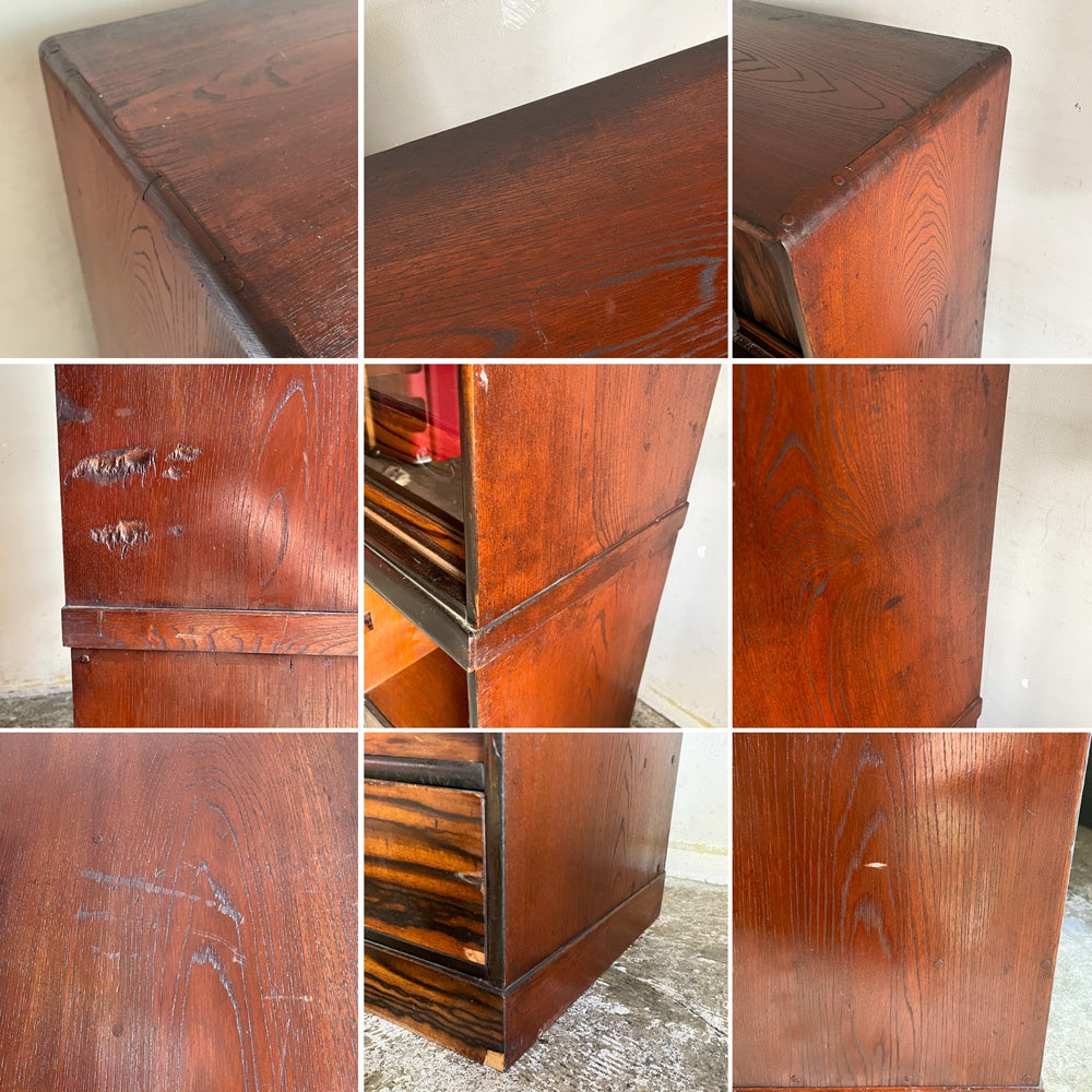 ジャパンビンテージ Japan Vintage 茶箪笥 引き戸 飾り棚 ガラス H134cm 古家具 和家具 ■