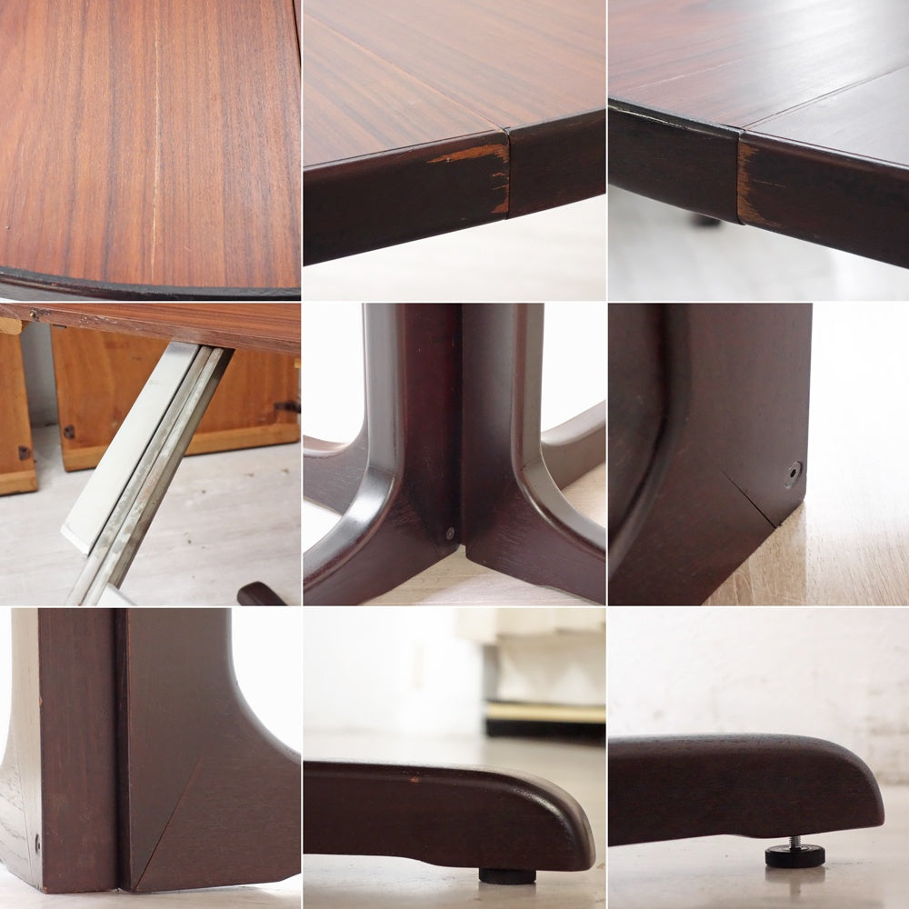 北欧ビンテージ Scandinavia Vintage ローズウッド EXラウンドテーブル Φ120cm 伸長式 北欧家具 現状品 ●