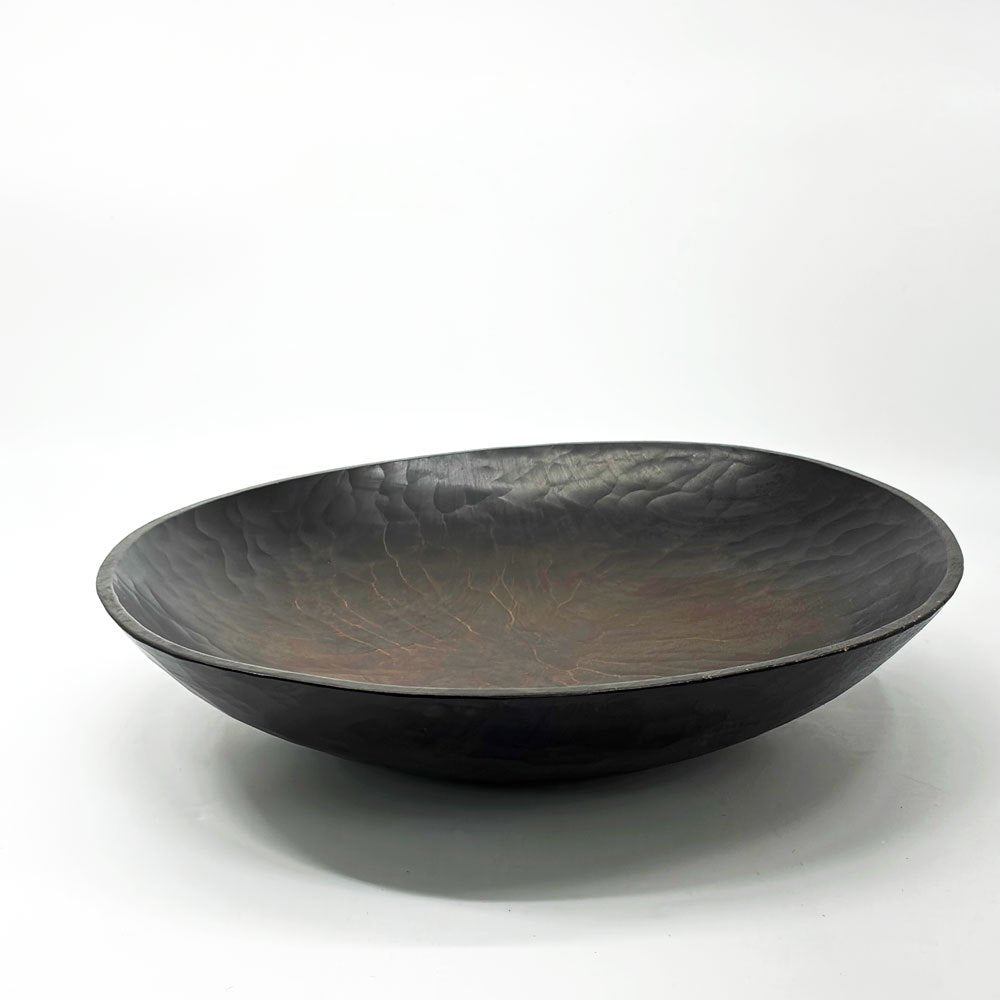 三谷龍二 黒い器 漆ボウル オーバル 30×26.5×6cm 山桜 黒拭き漆 木の器 現代作家●