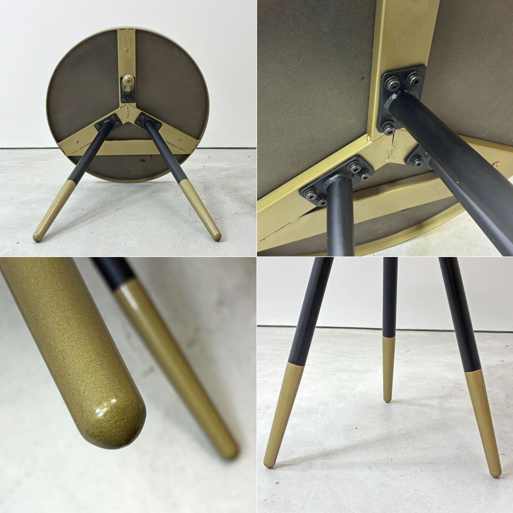 Whitelabel Living デニス サイドテーブル Denise Side Table アッシュ材 鉄脚 アイアンレッグ ウォールナット系カラー ●