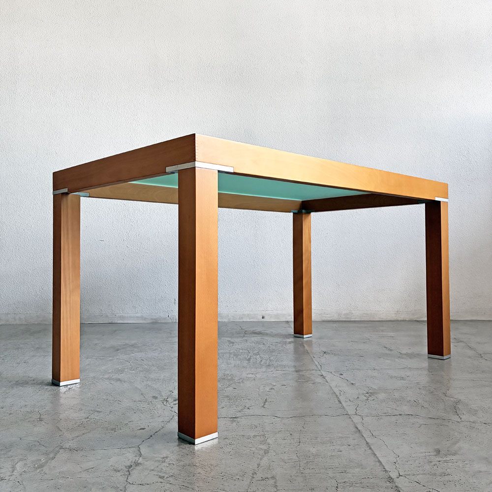 カリガリス Calligaris ダイニングテーブル フロストガラス × ビーチ材 W135cm イタリアンモダン 〓