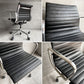 ハーマンミラー Herman Miller イームズアルミナムグループ マネジメントチェア アルミバフベース ガス圧昇降 5本脚キャスター 本革 レザー ブラック C ♪