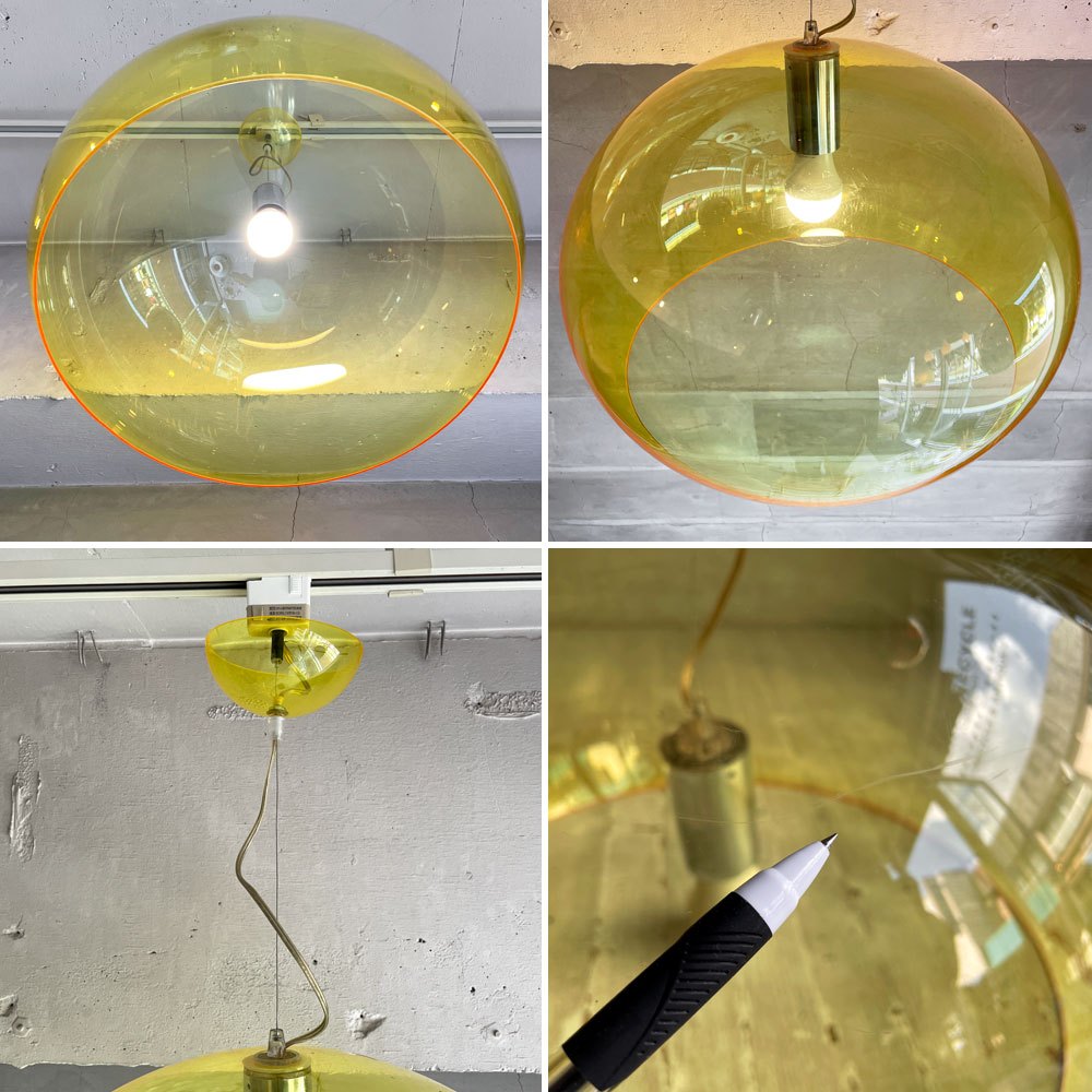 カルテル Kartell フライ FL/Y FLY ペンダントライト イエロー φ52cm フェルーチョ・ラヴィアーニ イタリア スペースエイジ ♪
